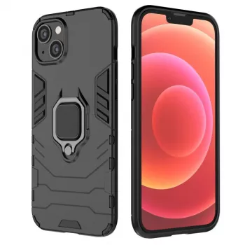 Hurtel Funda Ring Armor para iPhone 14 Plus, funda blindada con soporte magnético, anillo, negra