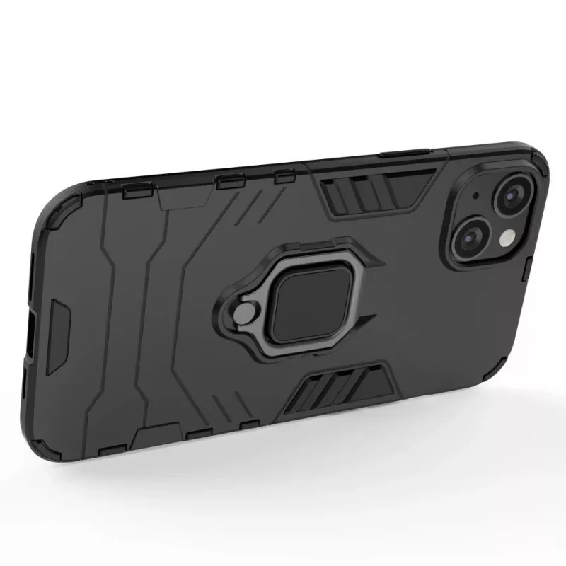 Hurtel Funda Ring Armor para iPhone 14 Plus, funda blindada con soporte magnético, anillo, negra