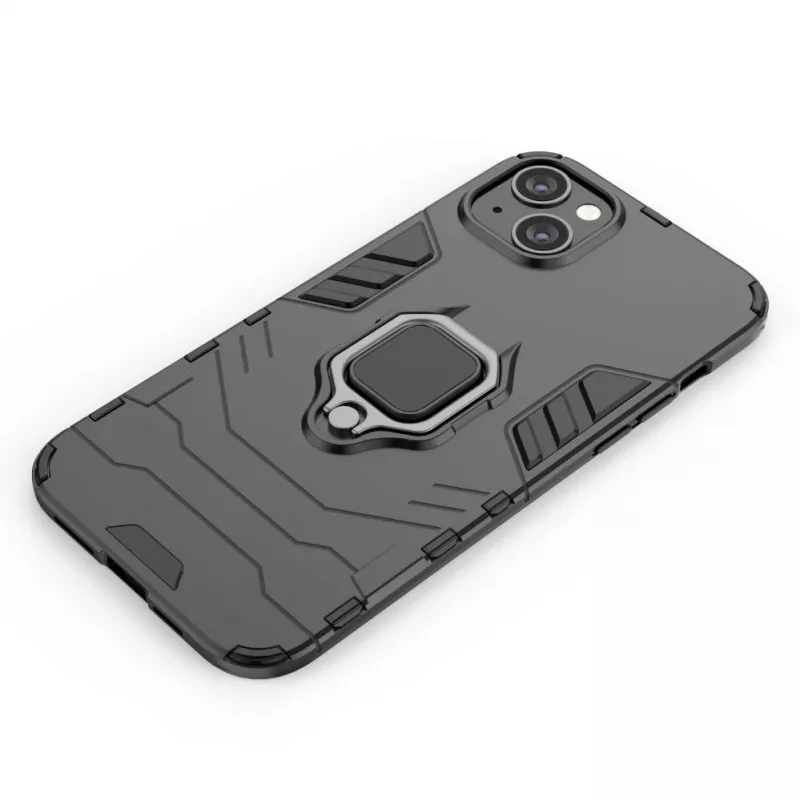 Hurtel Funda Ring Armor para iPhone 14 Plus, funda blindada con soporte magnético, anillo, negra