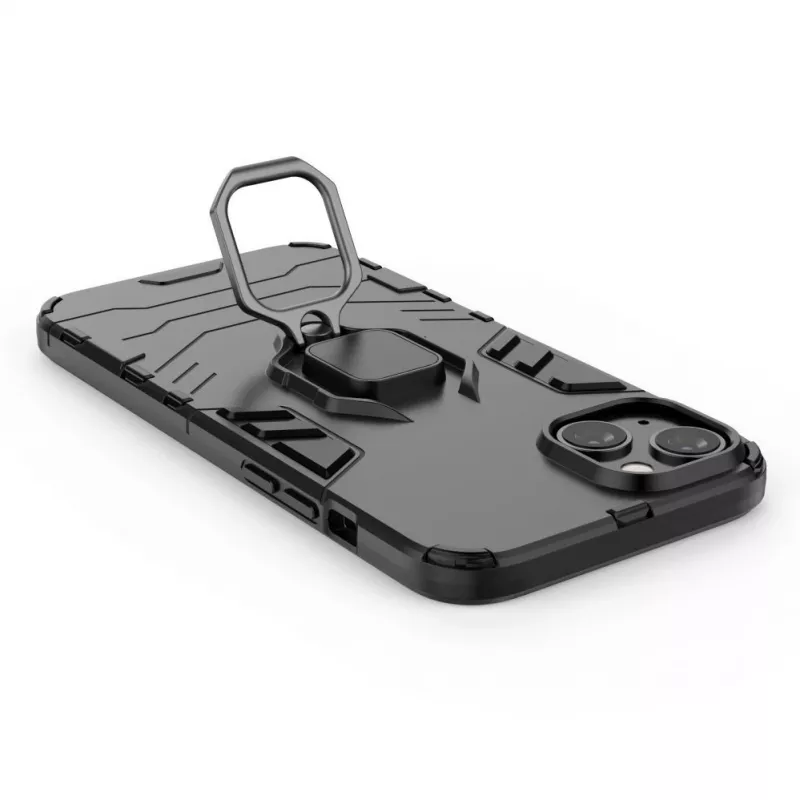Hurtel Funda Ring Armor para iPhone 14 Plus, funda blindada con soporte magnético, anillo, negra