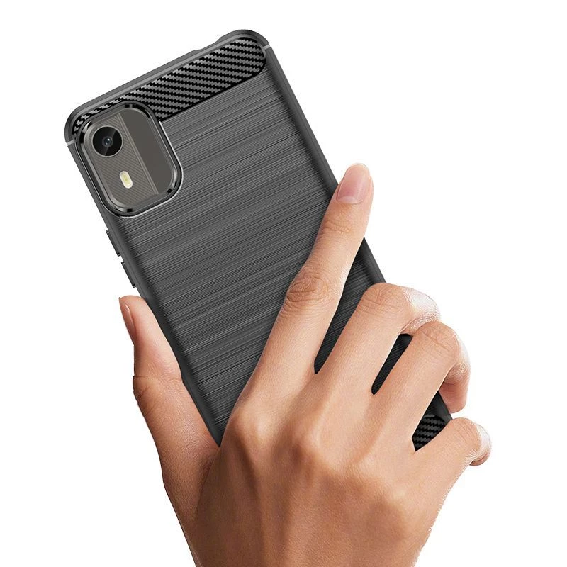 Funda de silicona carbono Hurtel para Nokia C12 / C12 Pro / C12 Plus - Negra