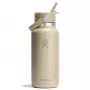 Hydro Flask Wide Mouth 32 oz Flex Straw Cap Botella de agua de acero inoxidable con aislamiento al vacío - Oat