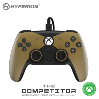 Hyperkin The Competitor Mando con cable para Xbox Series X|S, Xbox One y PC, Dorado