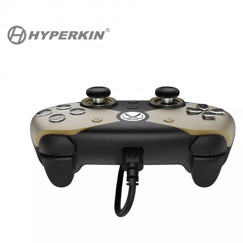 Hyperkin The Competitor Mando con cable para Xbox Series X|S, Xbox One y PC, dorado