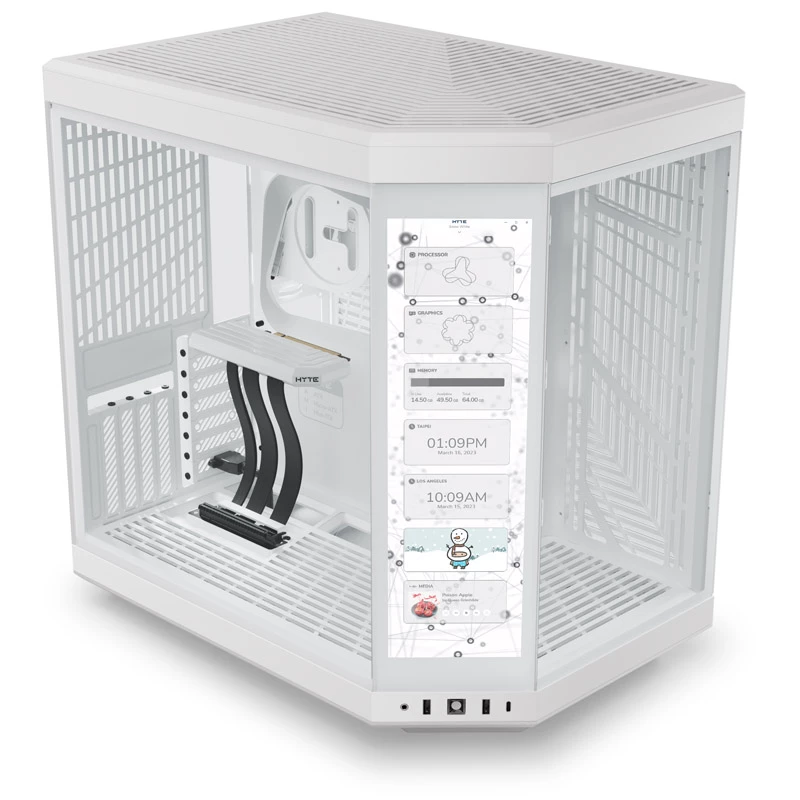 HYTE Y70 Touch caja mid-tower, blanca, pantalla táctil LCD de 14,1 pulgadas, cristal templado, E-ATX/ATX/mATX/Mini-ITX