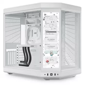HYTE Y70 Touch caja mid-tower, blanca, pantalla táctil LCD de 14,1 pulgadas, cristal templado, E-ATX/ATX/mATX/Mini-ITX