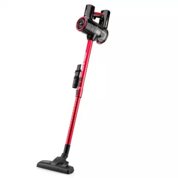 Hyundai VC609 Aspirador escoba y de mano 2 en 1 con cable, 600 W, HEPA, sin bolsa, 0,5 l, negro/rojo