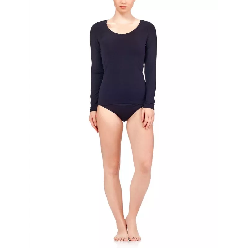 Camiseta interior de manga larga con cuello redondo Icebreaker 103194001 mujer de mezcla de lana merino - talla M
