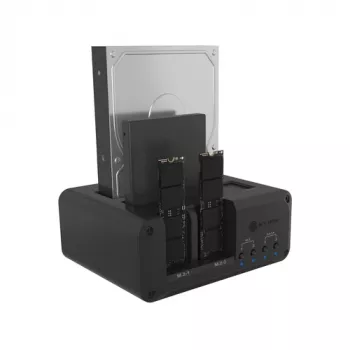 Estación de acoplamiento Icy Box Club Case 2925 4 bahías – 2x M.2 NVMe y 2x 2.5/3.5 SATA HDD/SSD, USB 3.2 Gen 2 (10 Gbps)