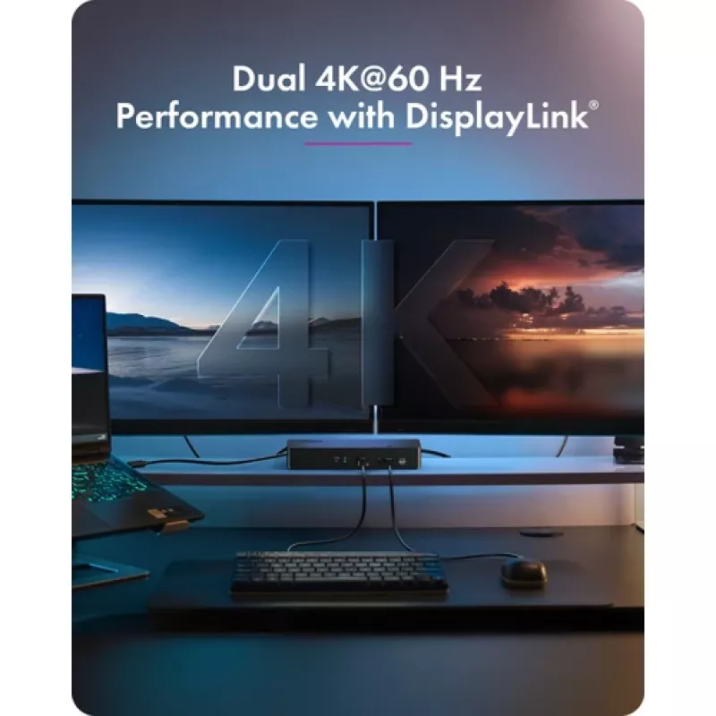 Docking station ICY BOX Heart Dock 2255 11 en 1, DisplayLink DL-6950, 2x HDMI/DP 4K@60Hz, Power Delivery 96W, Gigabit LAN, USB-C/A 10Gbps