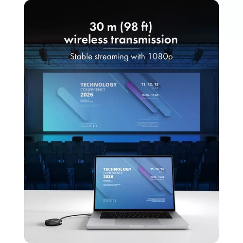 Icy Box IB-WL101 Kit extensor HDMI inalámbrico - transmisor y receptor USB-C a HDMI, Full HD 1080p, alcance 30m, Negro