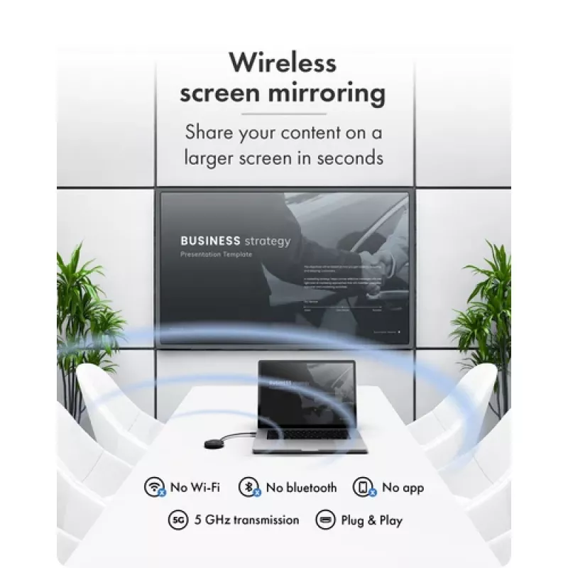 Icy Box IB-WL101 Kit extensor HDMI inalámbrico - transmisor y receptor USB-C a HDMI, Full HD 1080p, alcance 30m, Negro