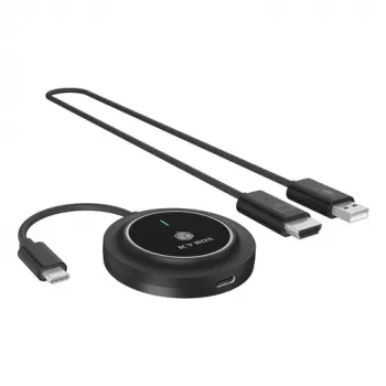 Icy Box IB-WL101 Kit extensor HDMI inalámbrico - transmisor y receptor USB-C a HDMI, Full HD 1080p, alcance 30m, Negro