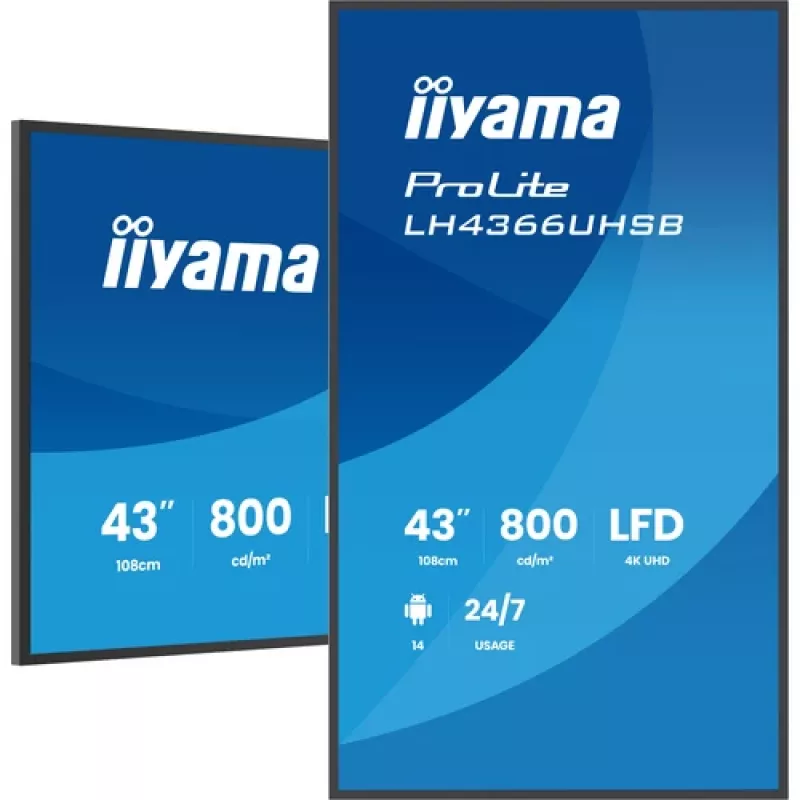 IIYAMA LH4366UHSB-B1AG Pantalla de señalización digital 4K UHD de 43
