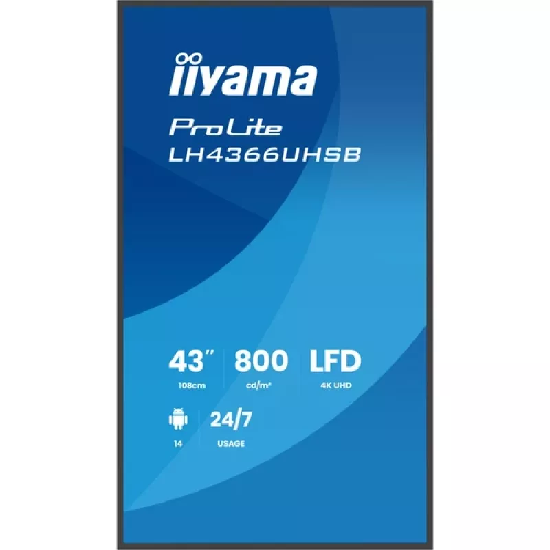 IIYAMA LH4366UHSB-B1AG Pantalla de señalización digital 4K UHD de 43