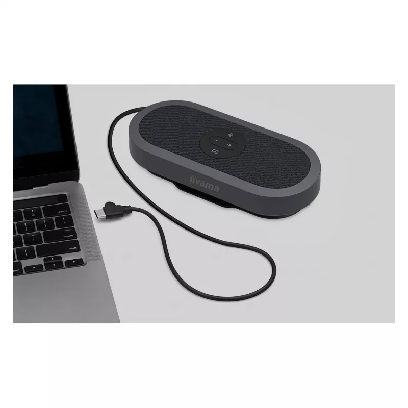 IIYAMA WP-MEET03M Transmisor de presentación inalámbrico con matriz de 8 micrófonos, 4K UHD, USB-C, negro