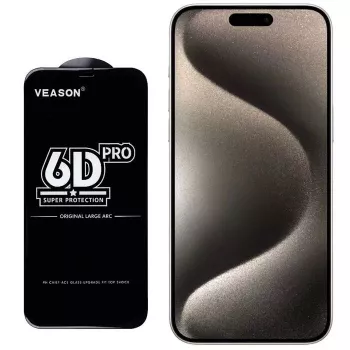 iLike Protector de Pantalla Cristal Templado 6D Full Face Glue 9H para Apple iPhone 15 Plus con Marco Negro