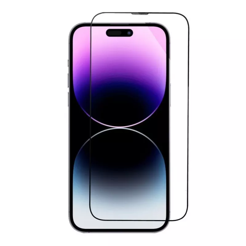 iLike Apple Cristal Templado Full Glue 5D para iPhone 13 / 13 Pro / 14 Negro + Aplicador