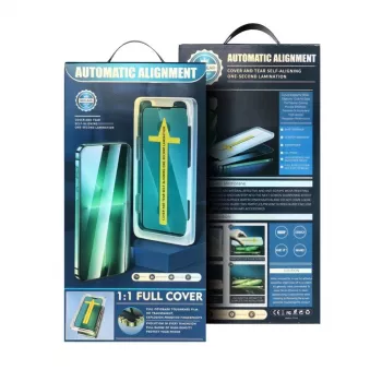 iLike Apple Cristal Templado Full Glue 5D para iPhone 13 / 13 Pro / 14 Negro + Aplicador