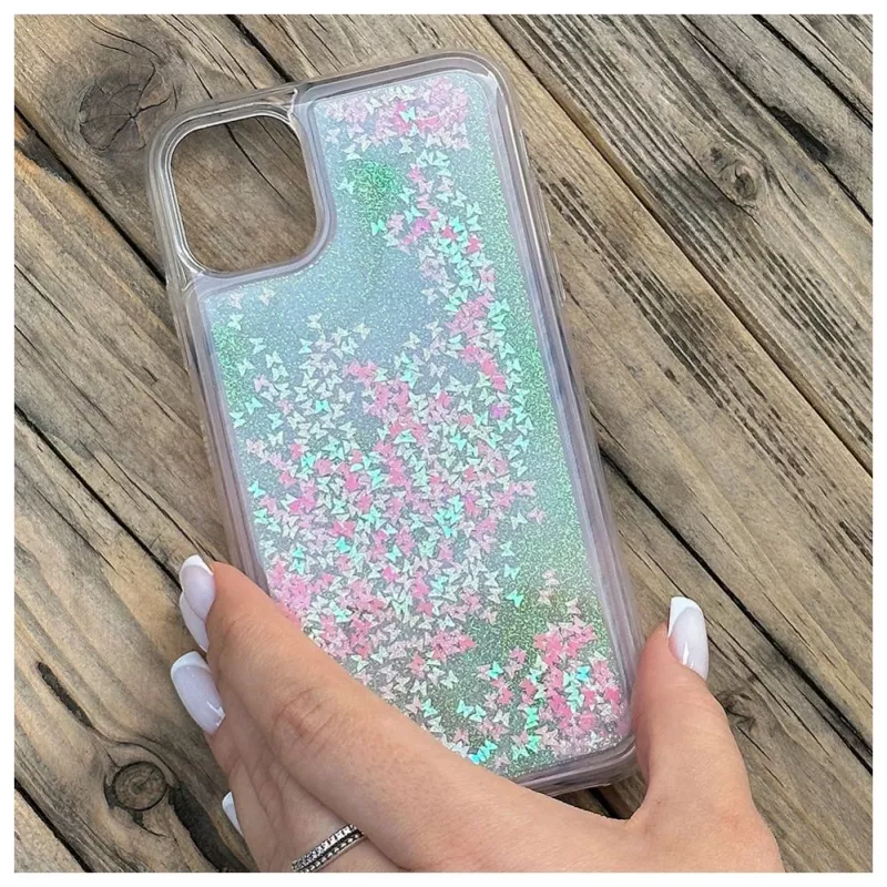 Funda de silicona iLike Water Glitter rosa para Apple iPhone 11