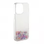 iLike Apple iPhone 13 Funda de silicona Water Glitter arcoíris