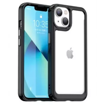 iLike Apple iPhone 14 Funda Rígida con Marco de Gel Transparente Negro