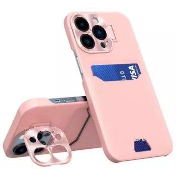 iLike funda de piel con soporte y tarjetero para Apple iPhone 14 Pro rosa