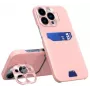 iLike funda de piel con soporte y tarjetero para Apple iPhone 14 Pro rosa