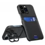 Funda tipo libro con soporte y tarjetero de piel iLike para Apple iPhone 14 Pro negra