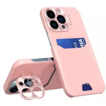 iLike Funda cartera con soporte para Apple iPhone 14 Pro Max, funda de pie de piel, rosa