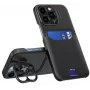 iLike Apple iPhone 14 Pro Max funda de cuero con soporte y monedero negra