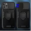 Funda iLike Apple iPhone 14 Pro Max Ring Lens negra - funda protectora híbrida con anillo integrado, protección de lente de cámara, amortiguación de impactos, compatible con carga inalámbrica