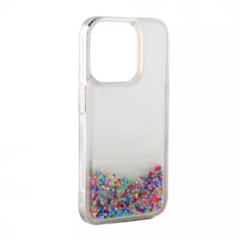 iLike Apple iPhone 14 funda de silicona Water Glitter arcoíris