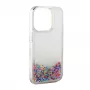 iLike Apple iPhone 14 funda de silicona Water Glitter arcoíris
