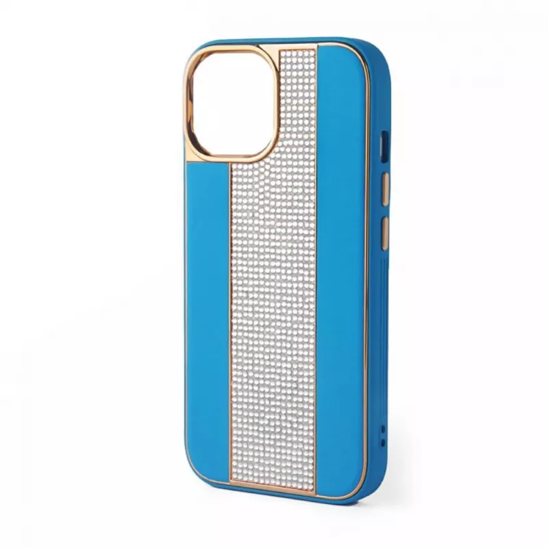 iLike Apple iPhone 15 Pro Max Funda Diamonds and Leather Azul