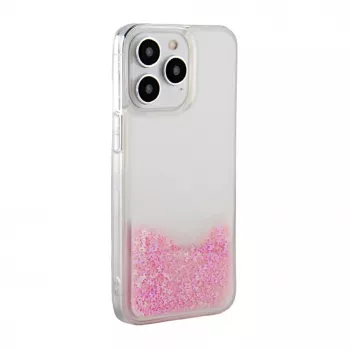 iLike Apple iPhone 15 Pro Max Funda de silicona Water Glitter Rosa