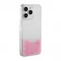 iLike Apple iPhone 15 Pro Funda de Silicona Water Glitter Rosa