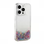 iLike Apple iPhone 15 Pro Funda de silicona Water Glitter arcoíris