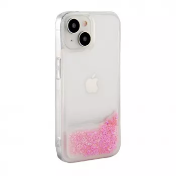 iLike Apple iPhone 15 Funda de Silicona Water Glitter Rosa