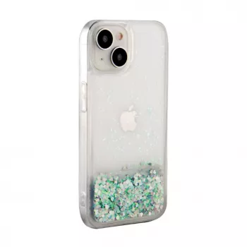 iLike Apple iPhone 15 Funda de silicona Water Glitter plata