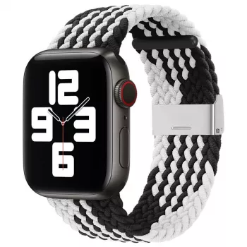iLike Apple Watch 38/40/41mm Correa de Tela Trenzada Negra Blanca