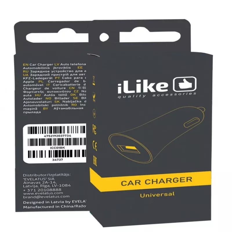 iLike Cargador de coche ICC01 Negro