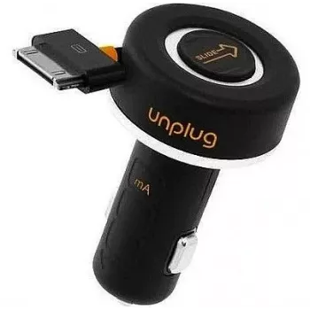 iLike CCU1000IPH Cargador Rápido Compacto iPod iPhone 4 4S 30Pin 1A Cargador de Coche con Cable Enrollable Negro