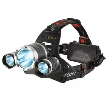 iLike CP-HDL-BK Foco frontal, linterna frontal, lámpara 3x LED CREE, luz de largo alcance potente, negra