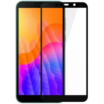 iLike Huawei Y5p Protector de pantalla de cristal templado 2.5D con bordes curvos - Marco negro Full Glue