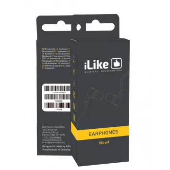 iLike IEA01WH Auriculares In-Ear con Cable con Micrófono y Controles en Línea, Jack 3,5 mm, Blanco