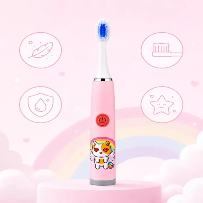 iLike Kids W3 Cepillo de dientes eléctrico (a pilas) +3 cabezales Rosa