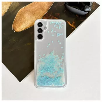 Funda de silicona iLike Water Glitter azul para Samsung Galaxy A14 5G