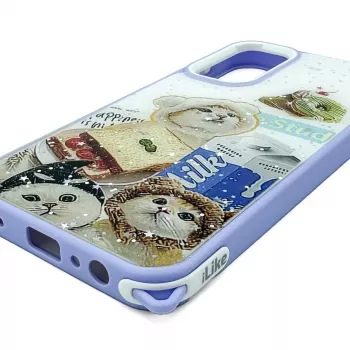 iLike Samsung Galaxy A15 Funda Epoxy Cartoon morada blanca