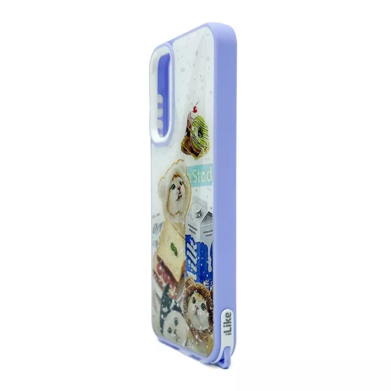 iLike Samsung Galaxy A15 Funda Epoxy Cartoon morada blanca